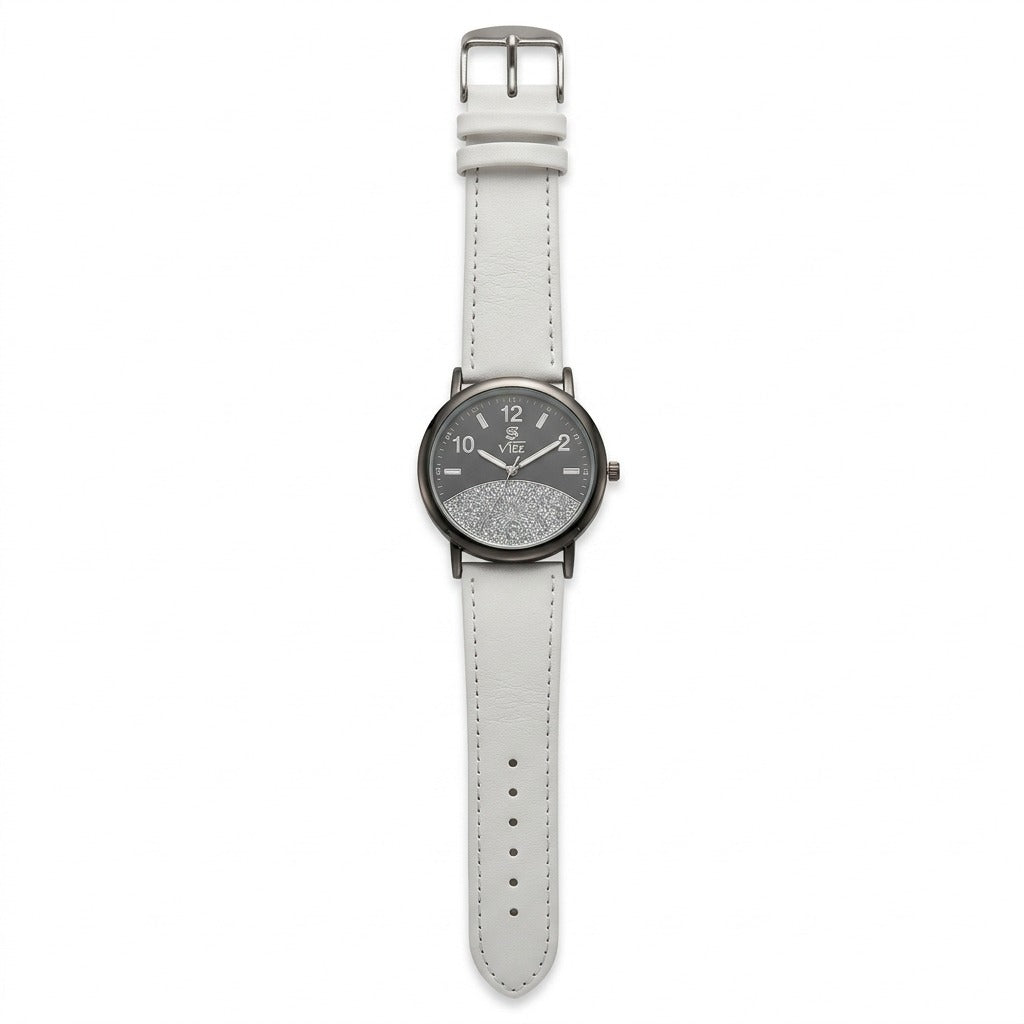 Stylish Analog Wrist Watch with Glitter Dial & Colorful Strap