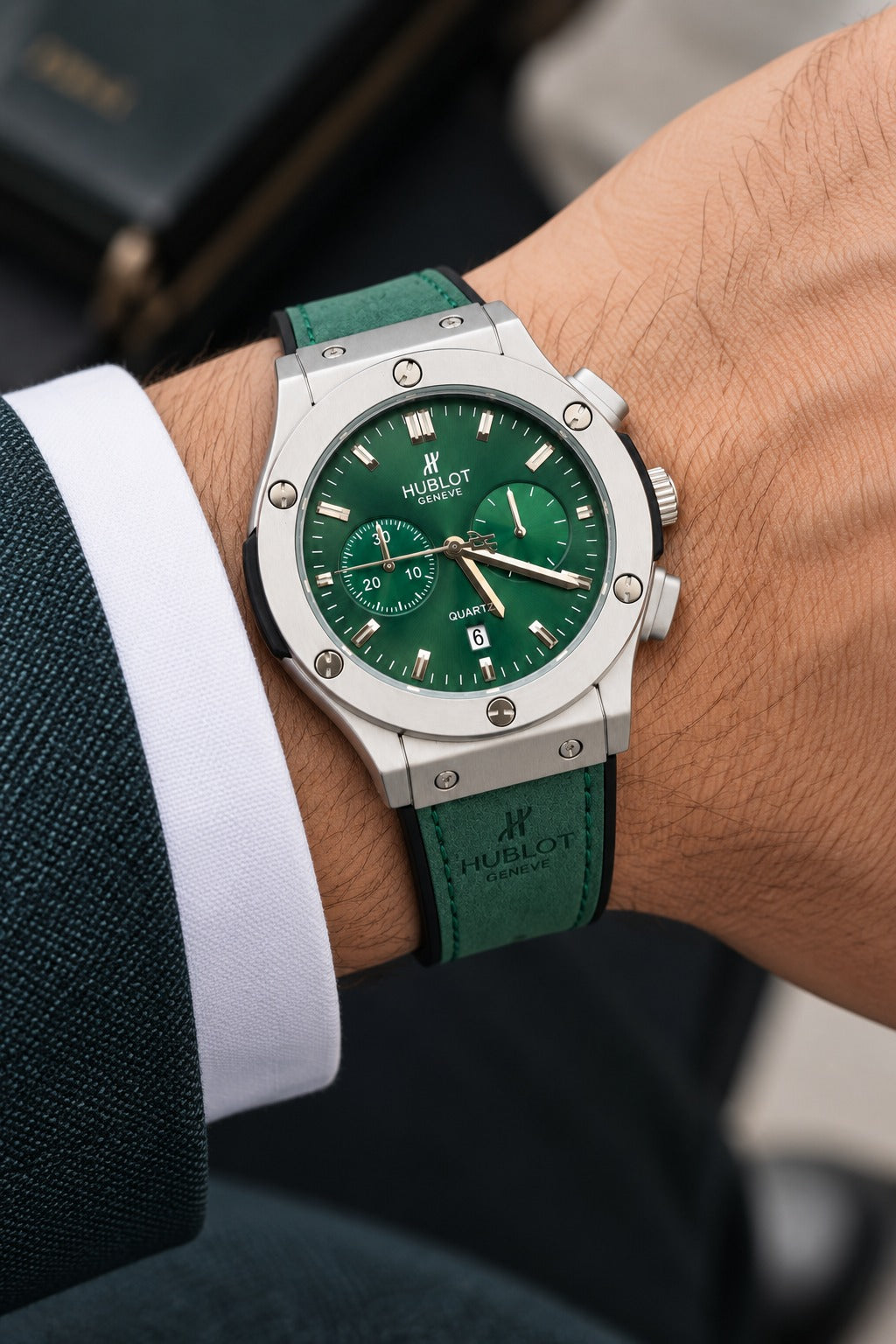 Luxury Green Dial Chronograph Style Watch