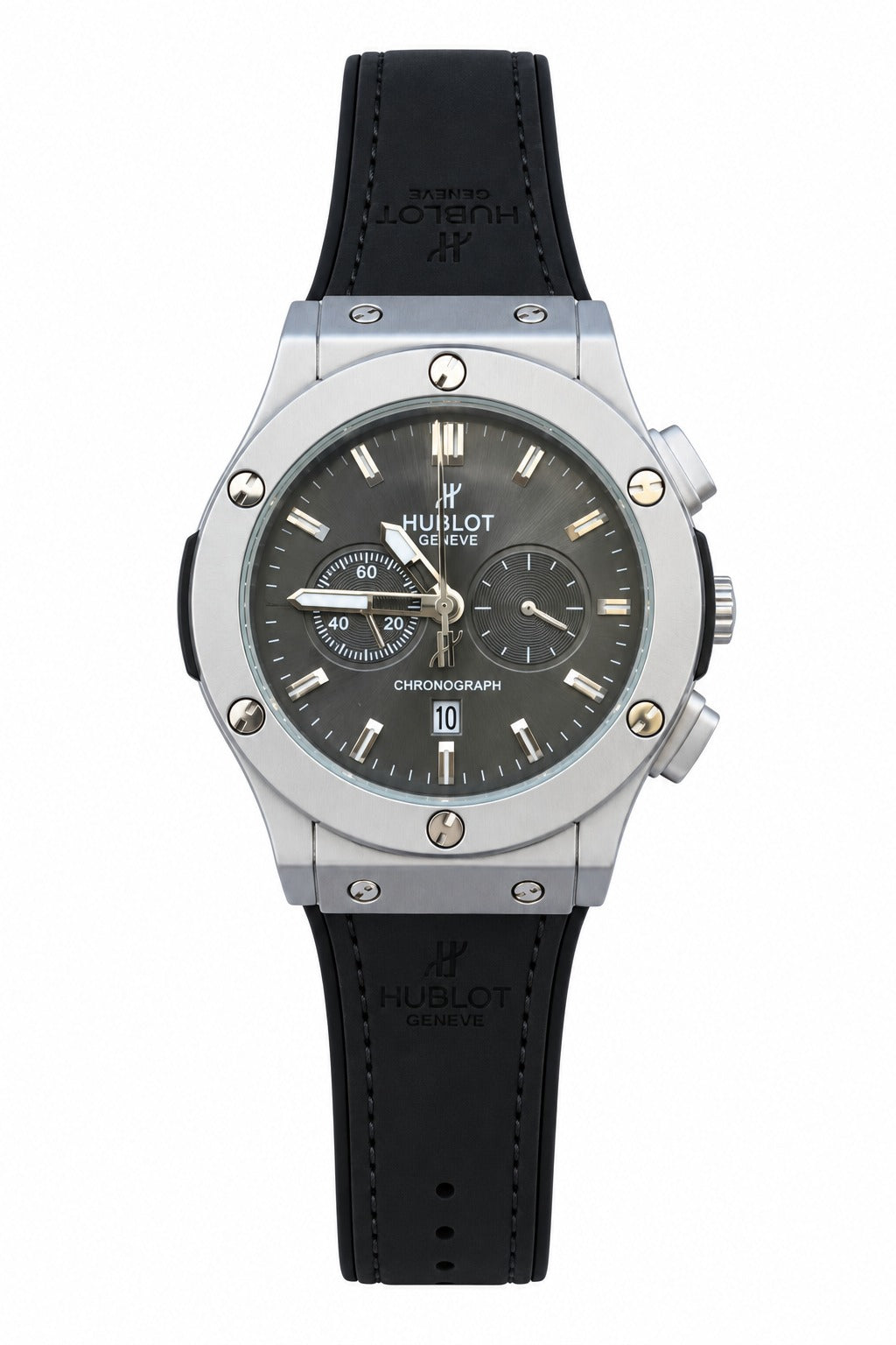 Luxury Black & Silver Chronograph Style Watch