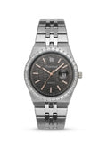 Essential Quartz Black Textured Dial Silver Luxury Watch
