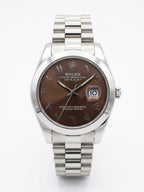 Aurex Chocolate Brown Arabic Dial Silver Watch – Classic Edition