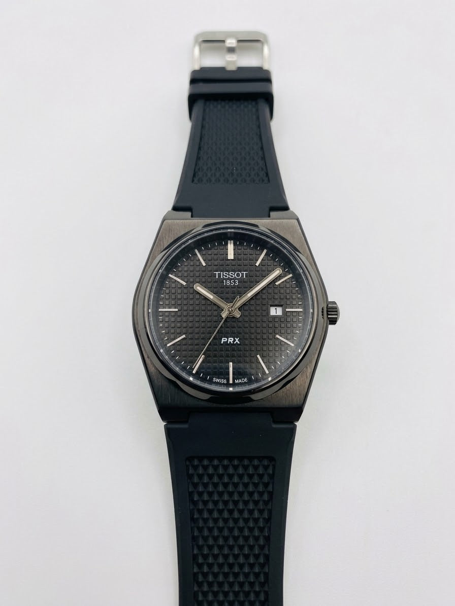 Aurex Midnight Black Textured Dial Sports Watch – Rubber Strap