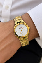 FEIWO Classic Gold Quartz Watch – White Dial