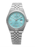Aurex Ice Blue Dial Silver Luxury Watch – Classic Edition