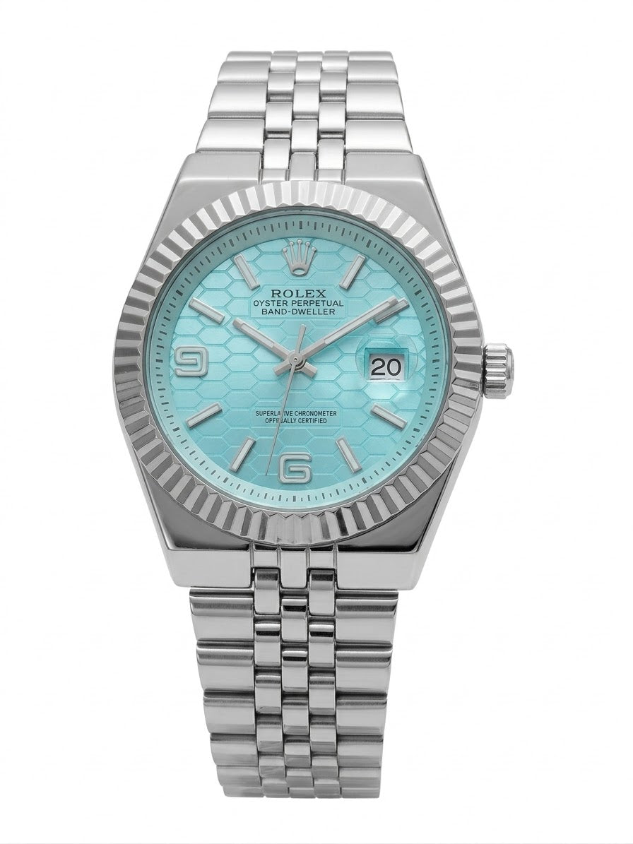 Aurex Ice Blue Dial Silver Luxury Watch – Classic Edition