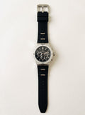 TIMEZONE Black Chronograph Watch with Silver-Tone Case