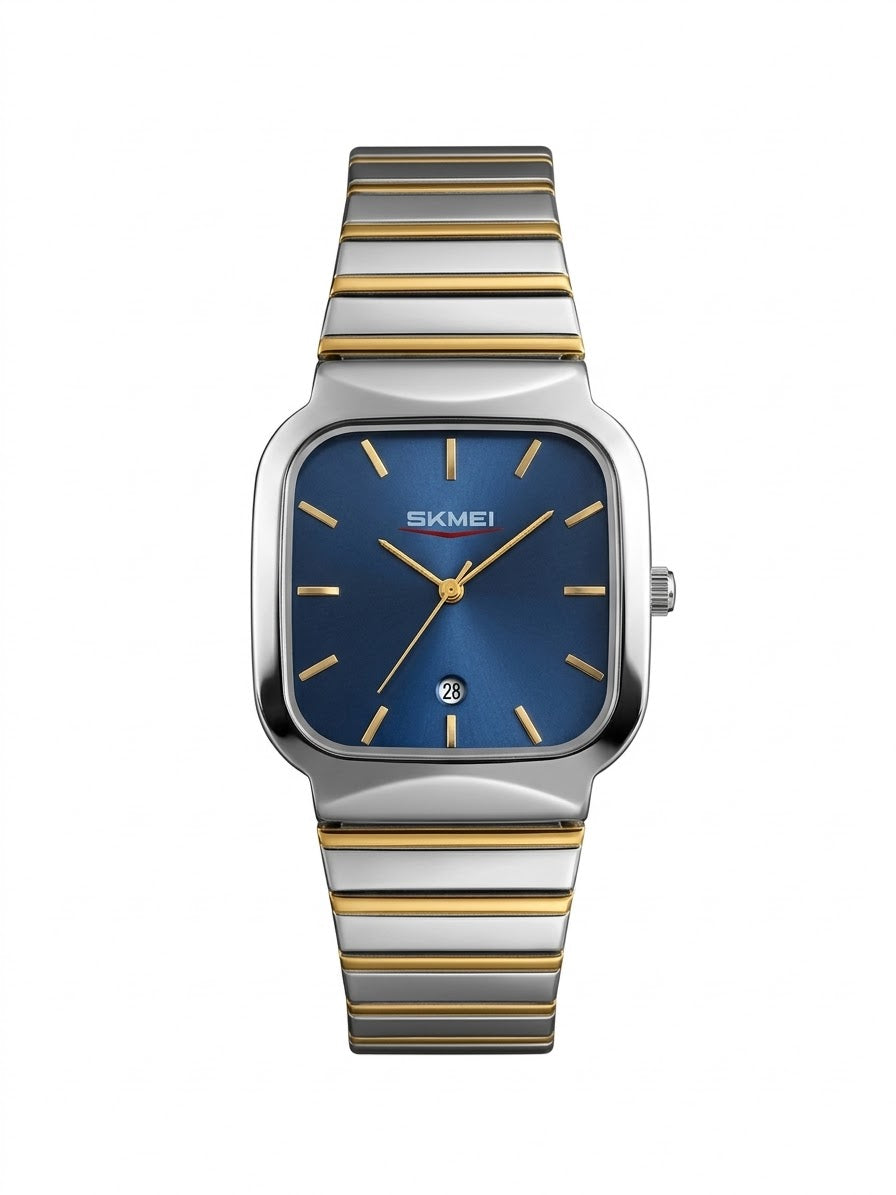 SKMEI Royal Blue Square Dial Two-Tone Men's Watch