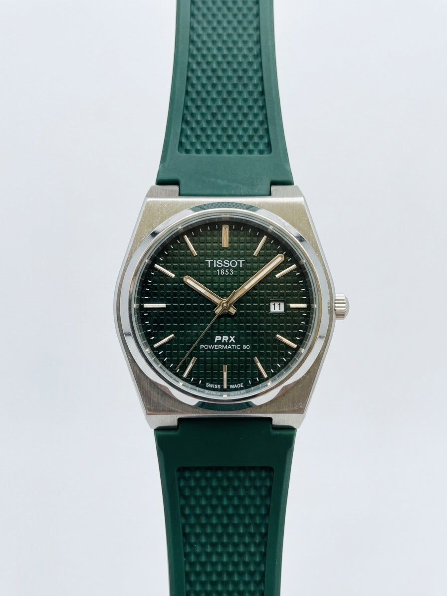 Aurex Emerald Green Textured Dial Sports Watch – Green Rubber Strap
