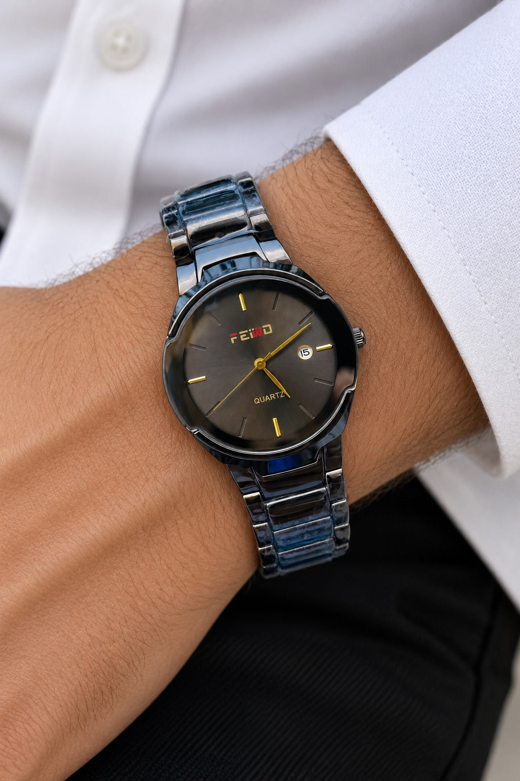 FEIWO Classic Black & Gold Quartz Watch