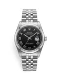 Aurex Classic Black Roman Dial Silver Men's Watch