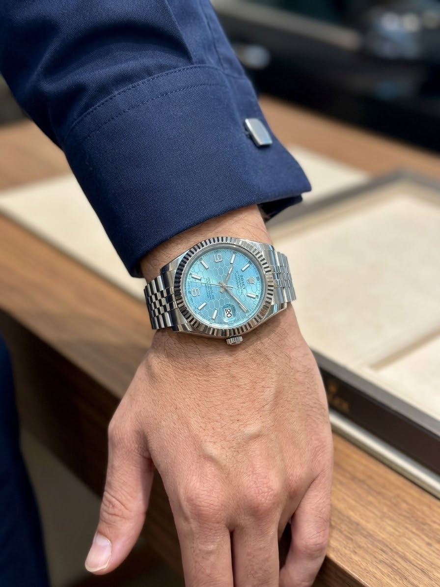 Aurex Ice Blue Dial Silver Luxury Watch – Classic Edition