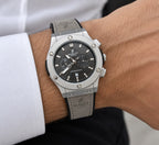 Luxury Silver Chronograph Style Watch – Grey Strap