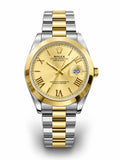 Aurex Classic Two-Tone Gold & Silver Date Watch – Champagne Roman Dial