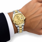 Aurex Classic Two-Tone Gold & Silver Date Watch – Champagne Roman Dial