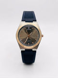 AQUATIME Luxury Men’s Quartz Watch – Gold Fluted Bezel & Black Rubber Strap