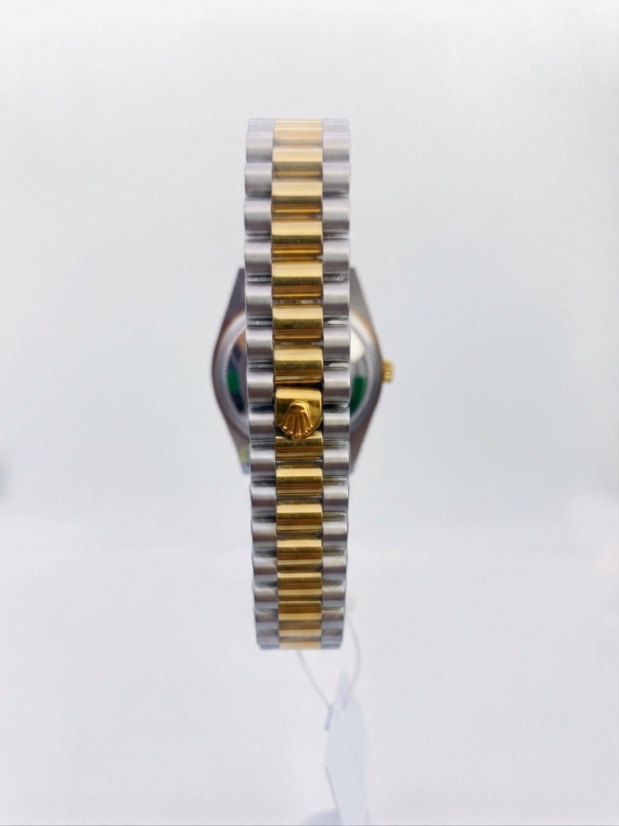 Aurex Classic Two-Tone Gold & Silver Date Watch – Champagne Roman Dial