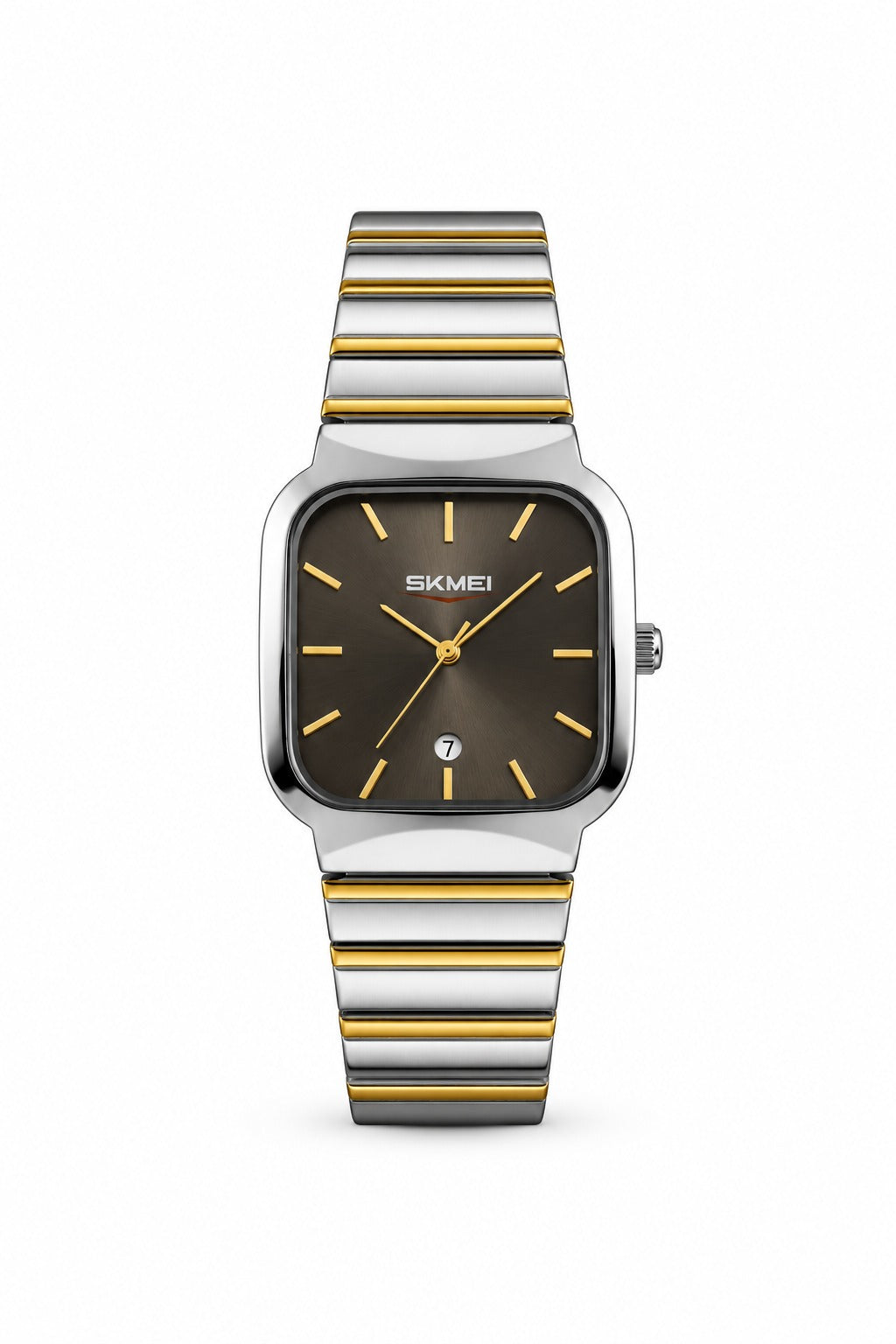 SKMEI Coffee Brown Square Dial Two-Tone Men's Watch