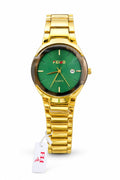 FEIWO Luxury Gold Green Dial Quartz Watch for Men