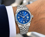 Luxury Blue Dial Stainless Steel Watch – Premium Men’s Wristwatch