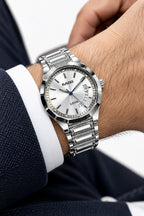 RADO Jubile Silver Luxury Men’s Watch – Stainless Steel Bracelet with Curved Date Display