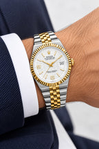 Luxury Gold & Silver Men’s Watch – Premium Two-Tone Stainless Steel Bracelet