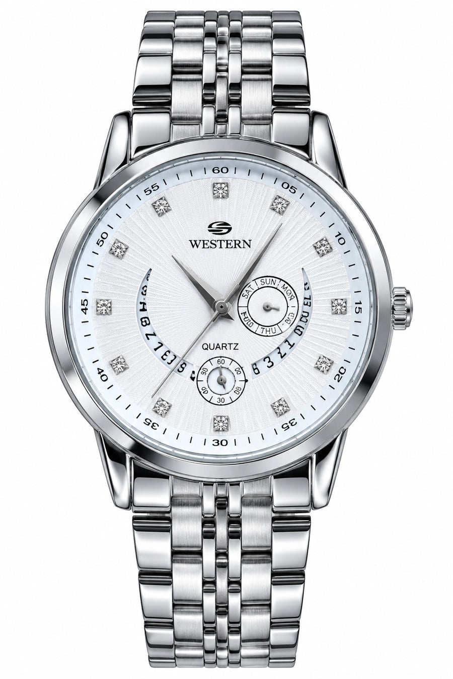Luxury Silver Dial Men’s Watch – Stainless Steel Quartz Wristwatch