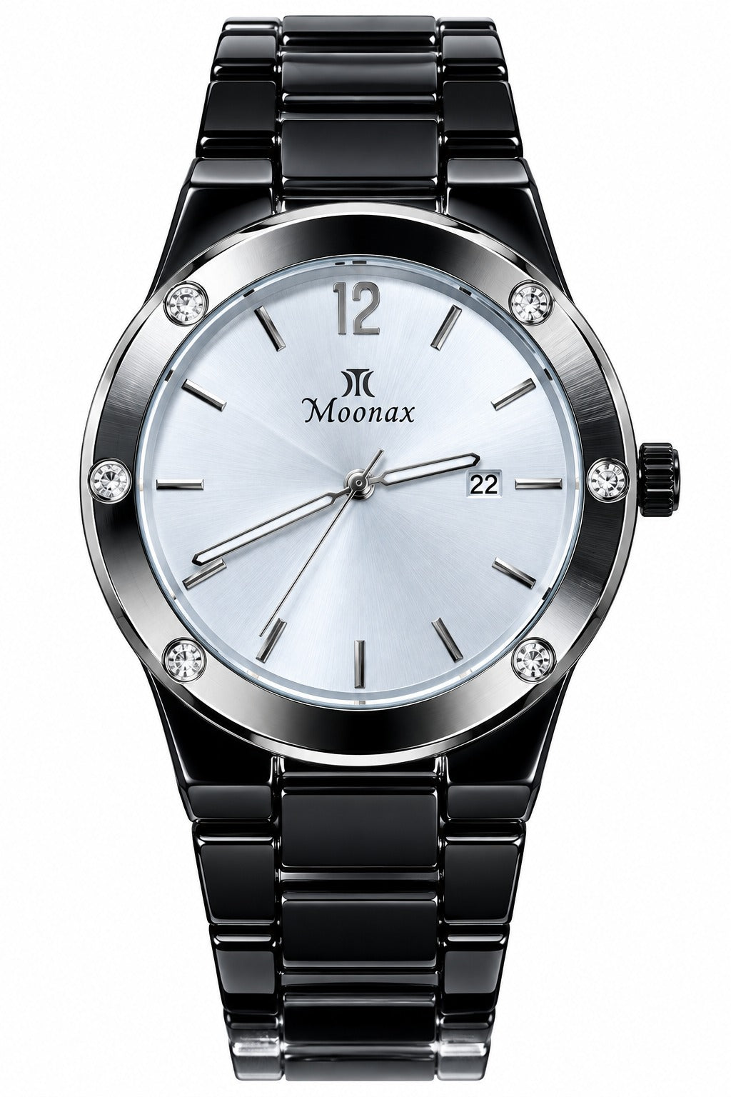 Luxury Black & Silver Men’s Watch – Elegant Stainless Steel Wristwatch