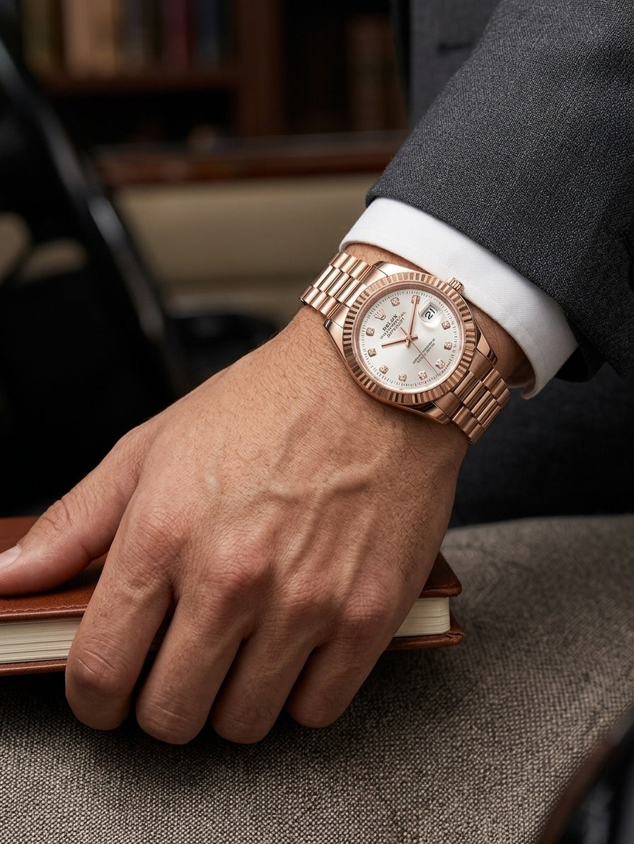 Aurex Classic Gold Diamond Dial Watch