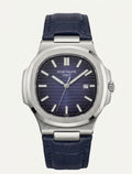 Luxury Black Dial Stainless Steel Watch with Leather Strap