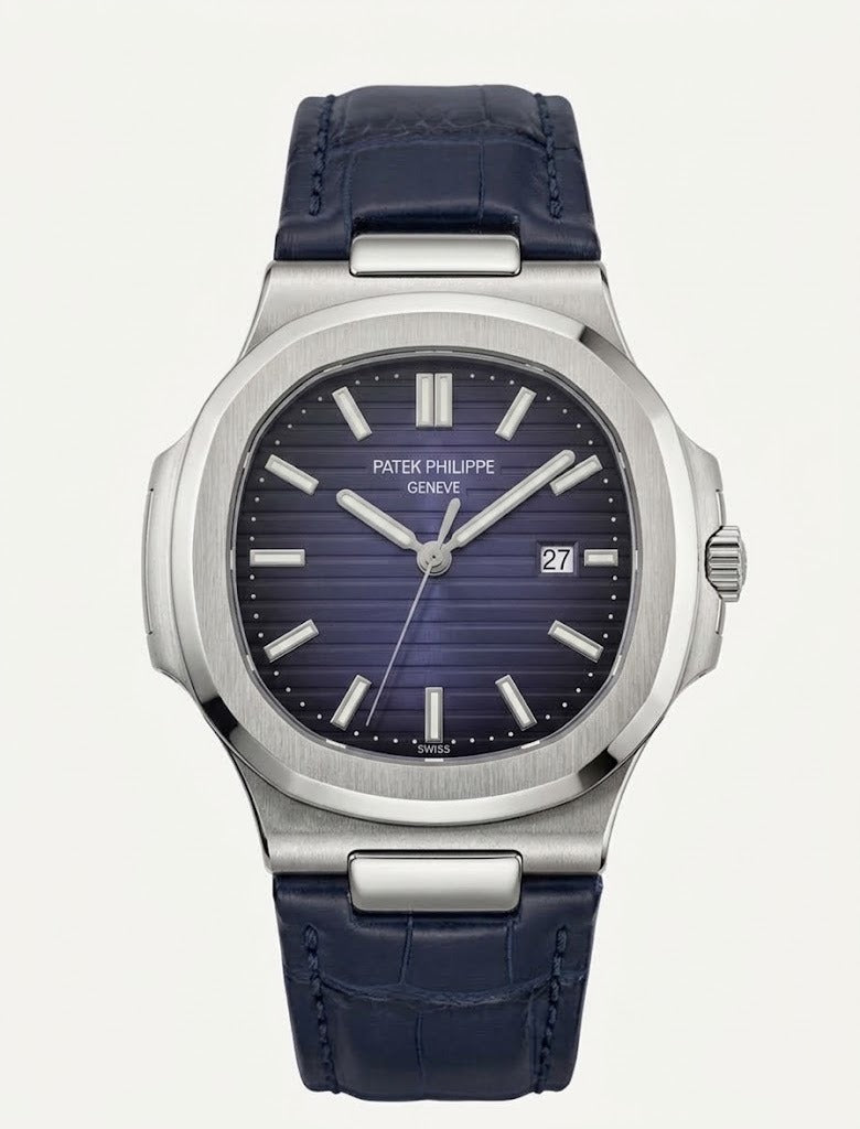 Luxury Black Dial Stainless Steel Watch with Leather Strap